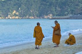 monks on sea