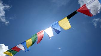 Tibetan Buddhism flags sun