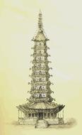 chinese nanjing pagoda pencil drawing