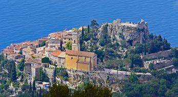 Beautiful fortress among the buildings and plants in Monaco