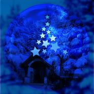 advent star christmas blue poster card