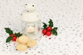 Candle, Christmas and holy berry