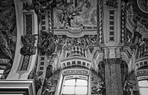 Beautiful church with the patterned ceiling