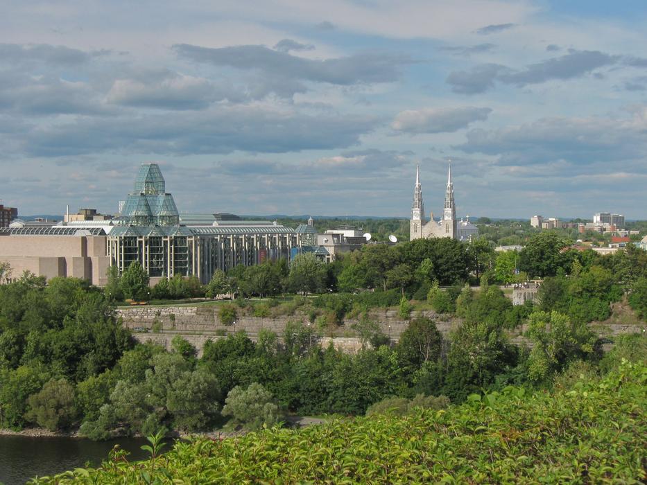 Buildings near trees