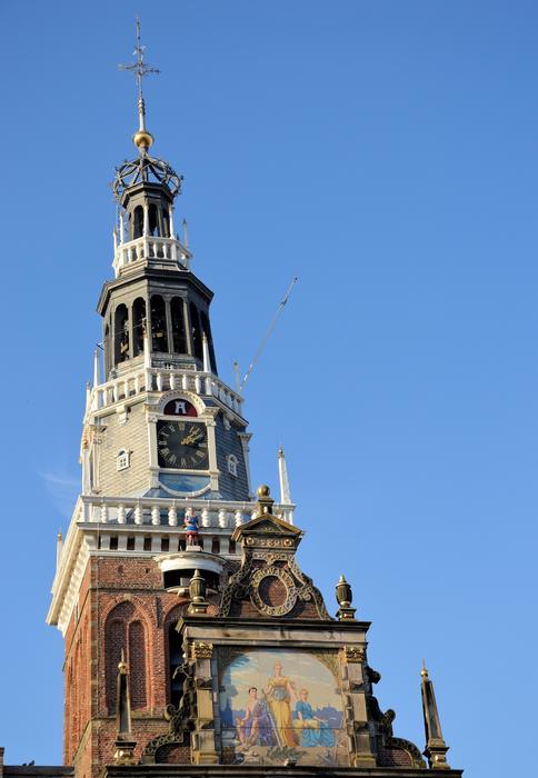 tower of old church at sky, netherlands, Alkmaar