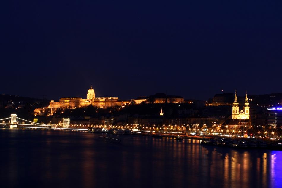 The city at night in bright light