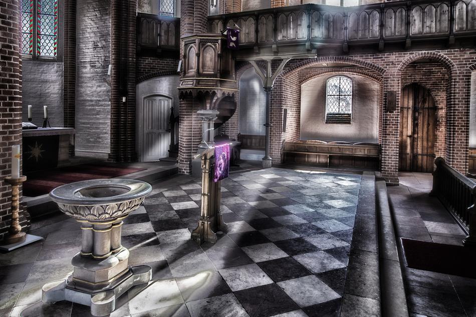 Sunbeams near the altar in the church