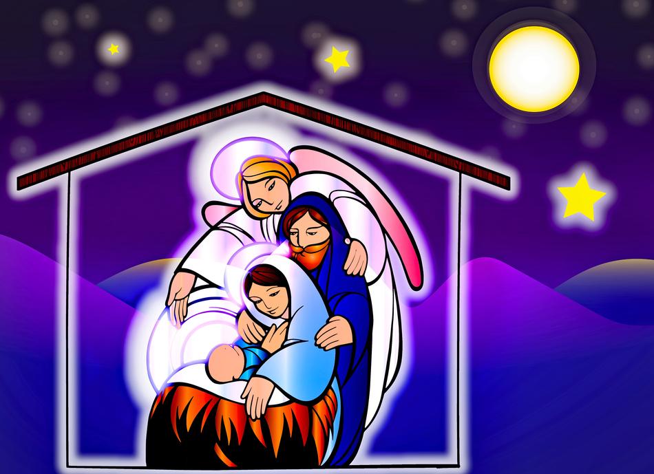 painted the birth of Christ on the background of the moon