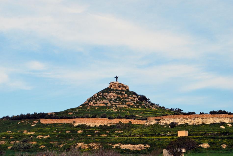 statue on a mountain in Malta