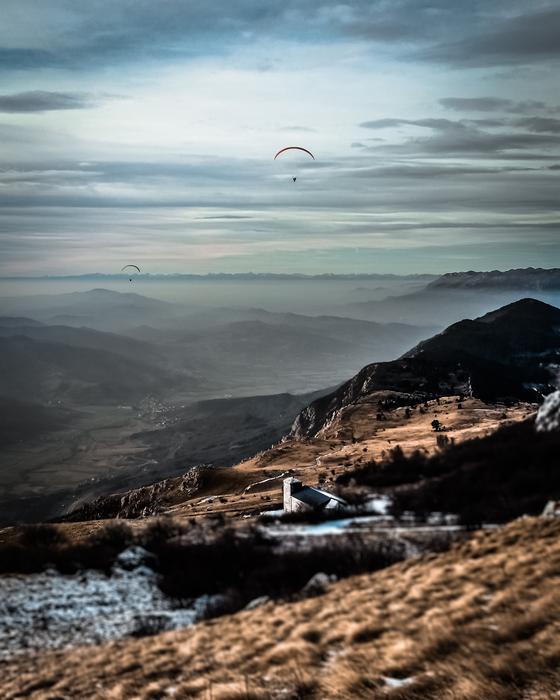 Landscape of Paragliding over valley Nature