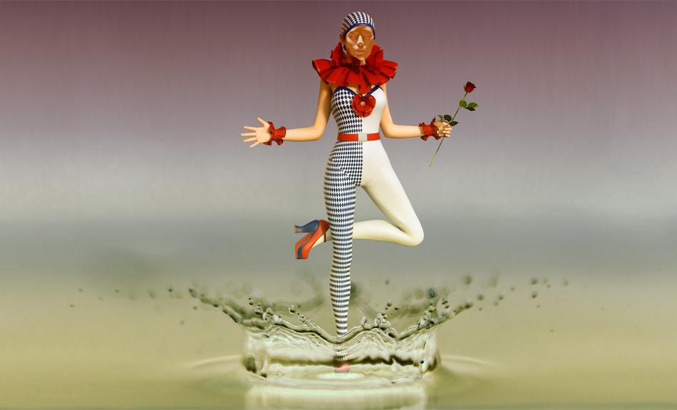 Harlequin Clown in Drop Of Water