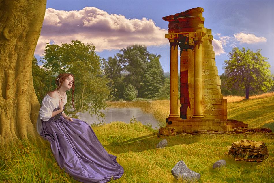 clipart of Girl Renaissance Temple