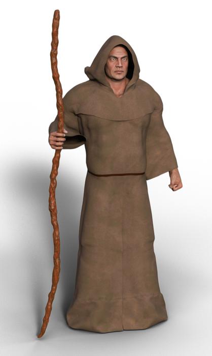monk in robe of middle ages