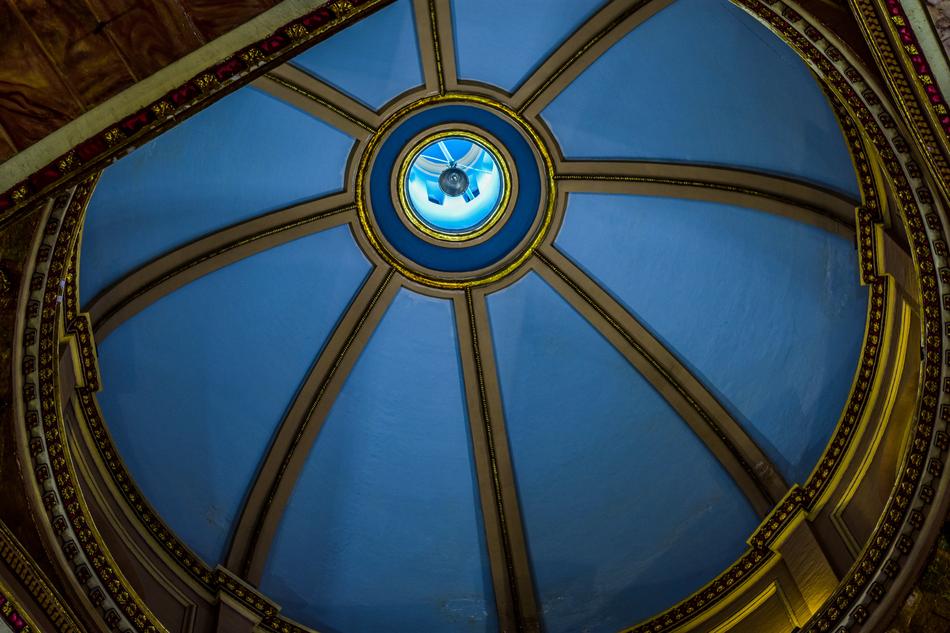 dome with blue glass in the church