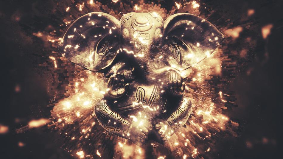 more religious elephant in the light of bulbs