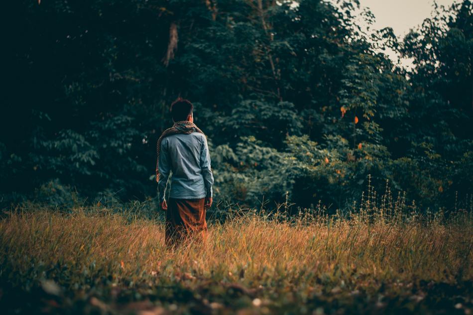 muslim in the forest at dusk