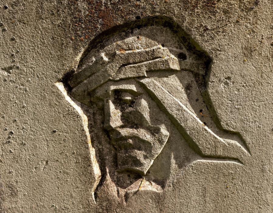relief on stone in the form of the head of Jesus