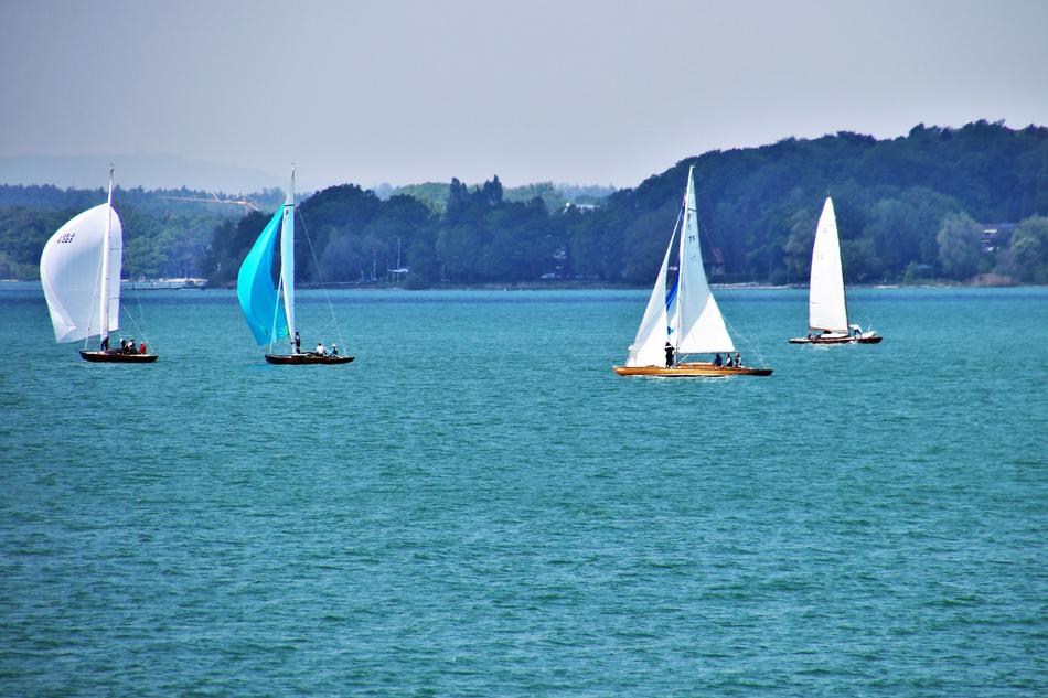 yachts during the regatta on the lake