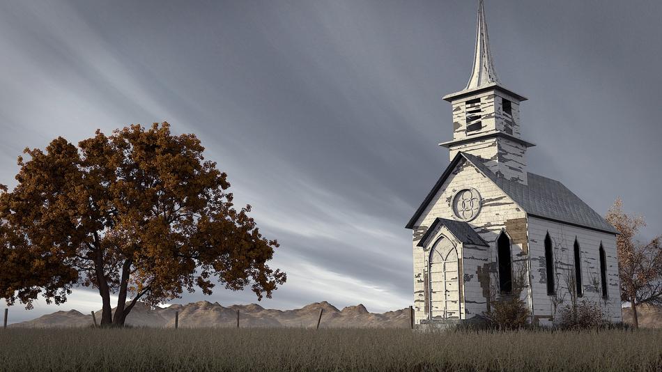 scenic white wooden church
