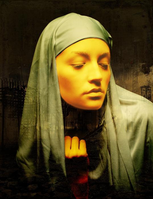 Portrait of the covered Nun Rita nun, in the church