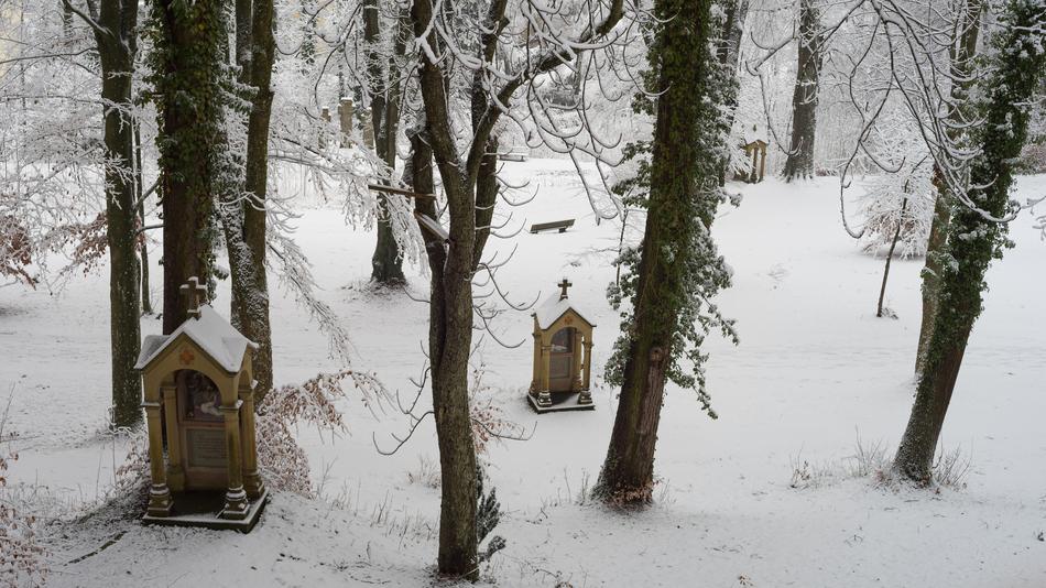 Chapels on Snowy Cemetery