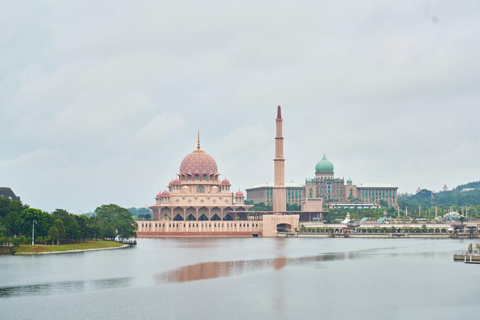 distant view of the crystal mosque in malaysia