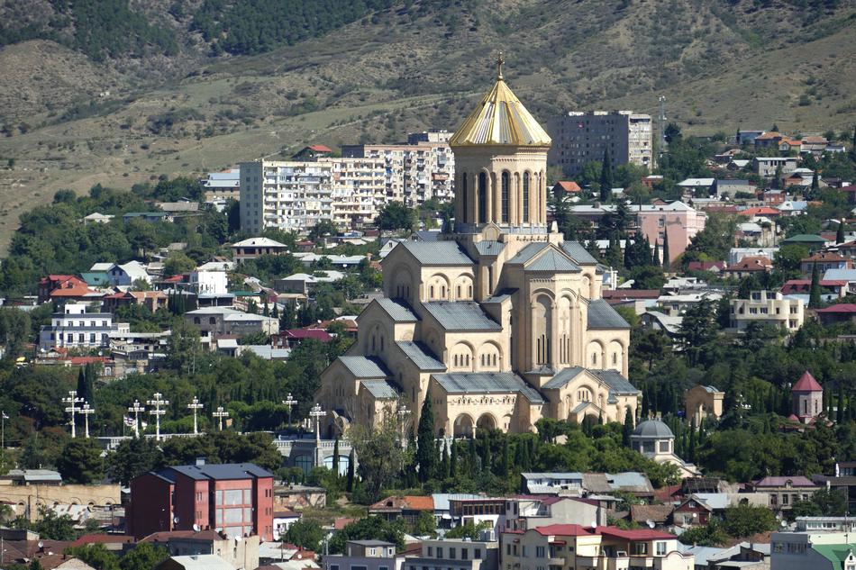 Beautiful and colorful landscape of Tbilisi, with the green trees in Georgia