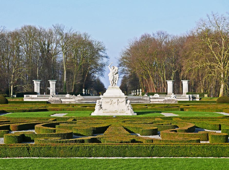 panoramic view of the baroque garden on a sunny day