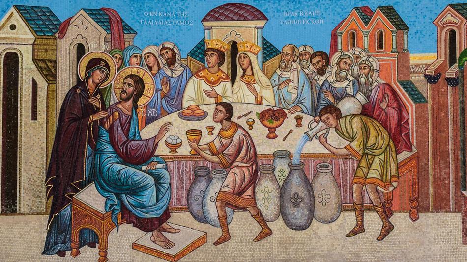 Marriage At Cana Detail Mosaic drawing