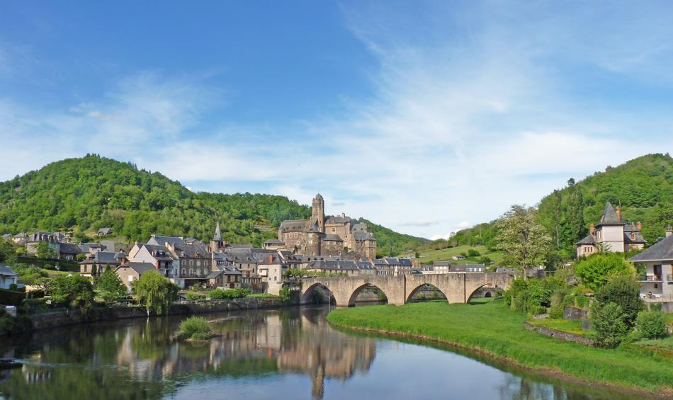 old village by the river in Aveiron, France