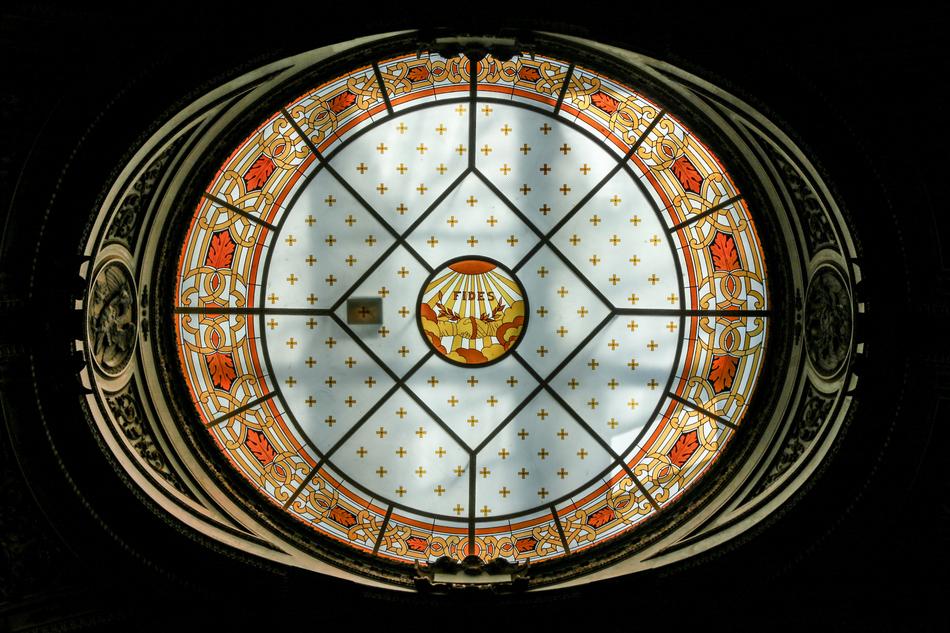 painted glass in the medieval church