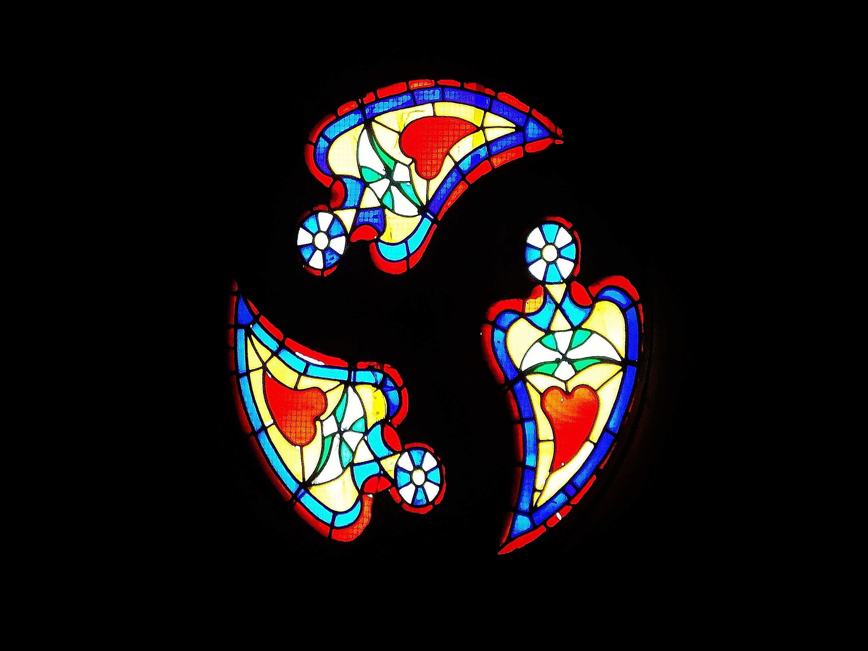 Stained glass windows in a medieval church in france free image download