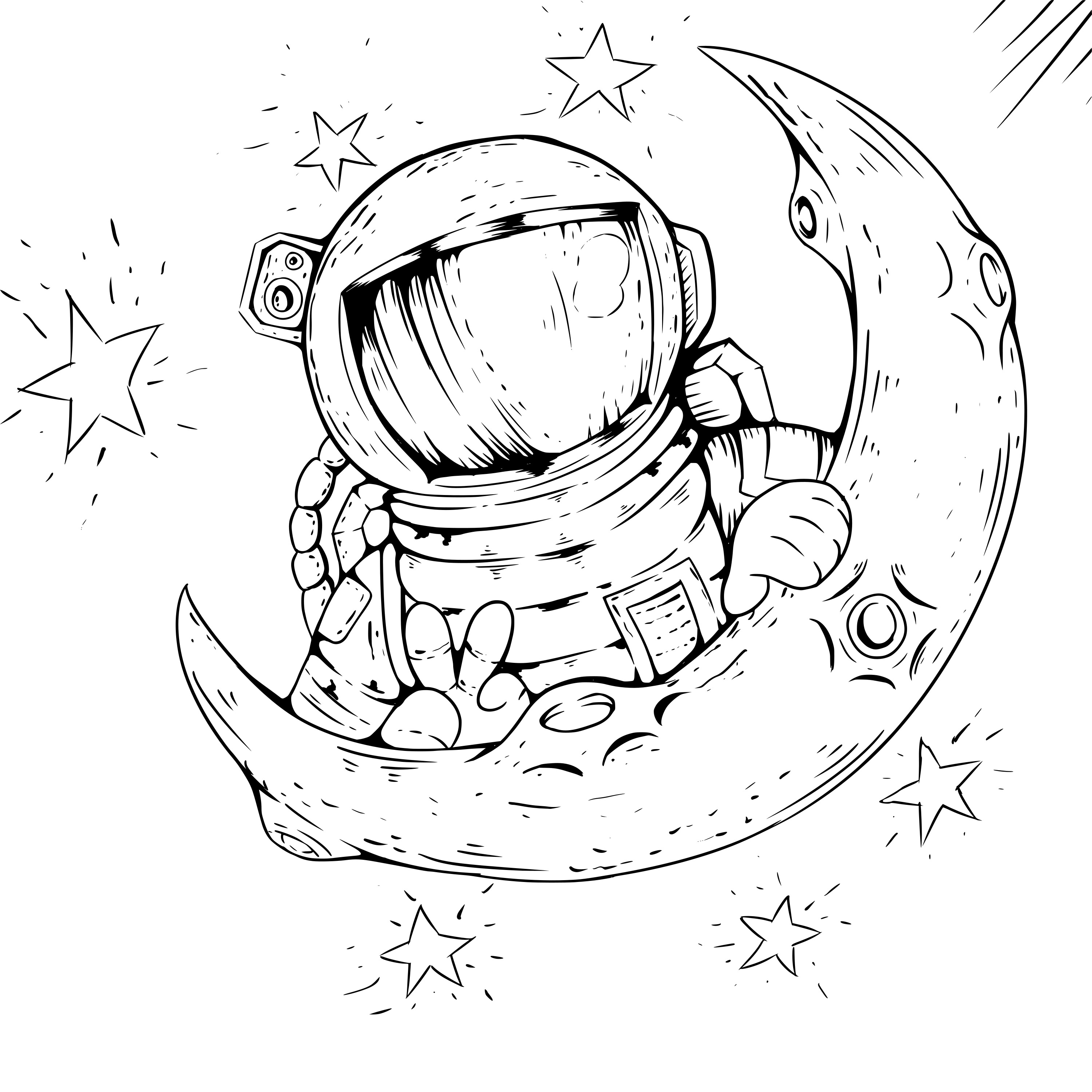 Космонавт на Луне раскраска для детей