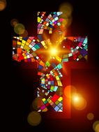 multicolored mosaic cross