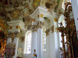 Beautiful and colorful Pilgrimage Church of Wies in Schwangau, Bavaria, Germany