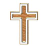 drawn double wooden cross on a white background