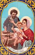 holy family vintage painting on tiles