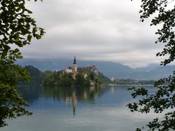 Lake and Church Castle, bled, slovenia