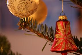 Christmas Balls and bell red