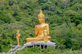 struggling hands Buddha gold statue