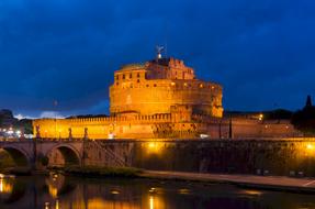 panoramic view of the castle of the holy angel at night