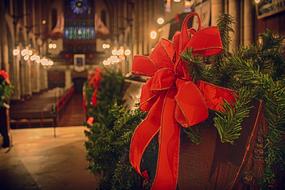 Church Christmas Ribbon red