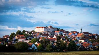 Beautiful panorama of a village of Lupburg with plants, Germany