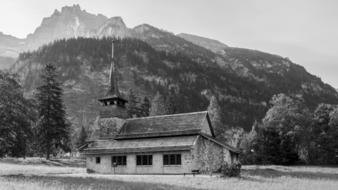 Church Mountains Chapel black and white
