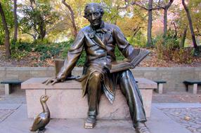 Hans Christian Andersen and bird Sculpture