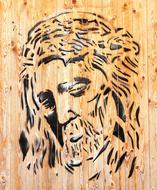face of jesus christ on wooden board