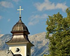 Golden Cross Church and tree