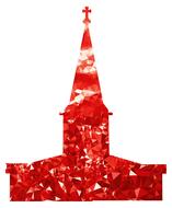church line art red drawing