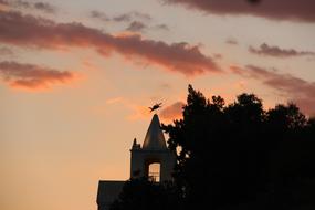 Sky red and Church