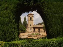 Alhambra Spain Old garden and building